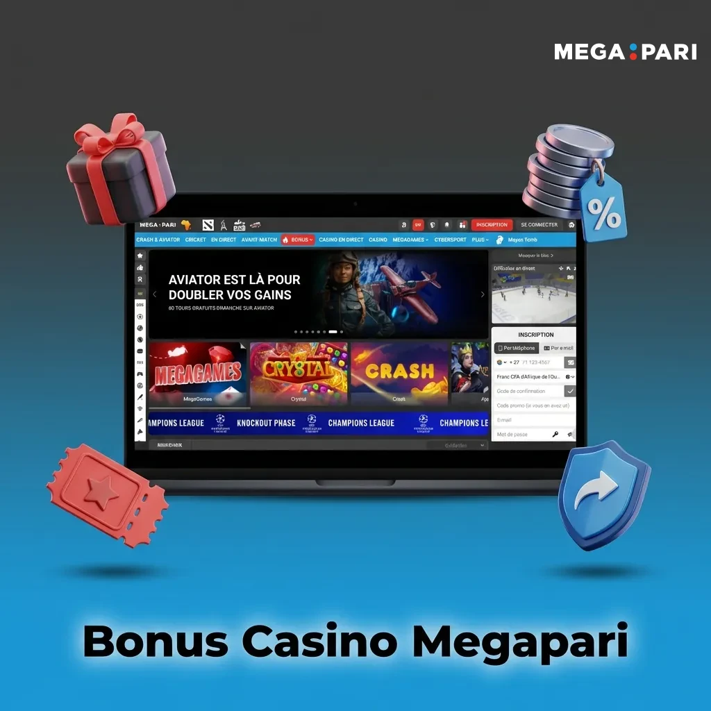 Megapari casino bonus promotions including slot machines, live games, cashback, reload bonuses, and monthly tournaments.