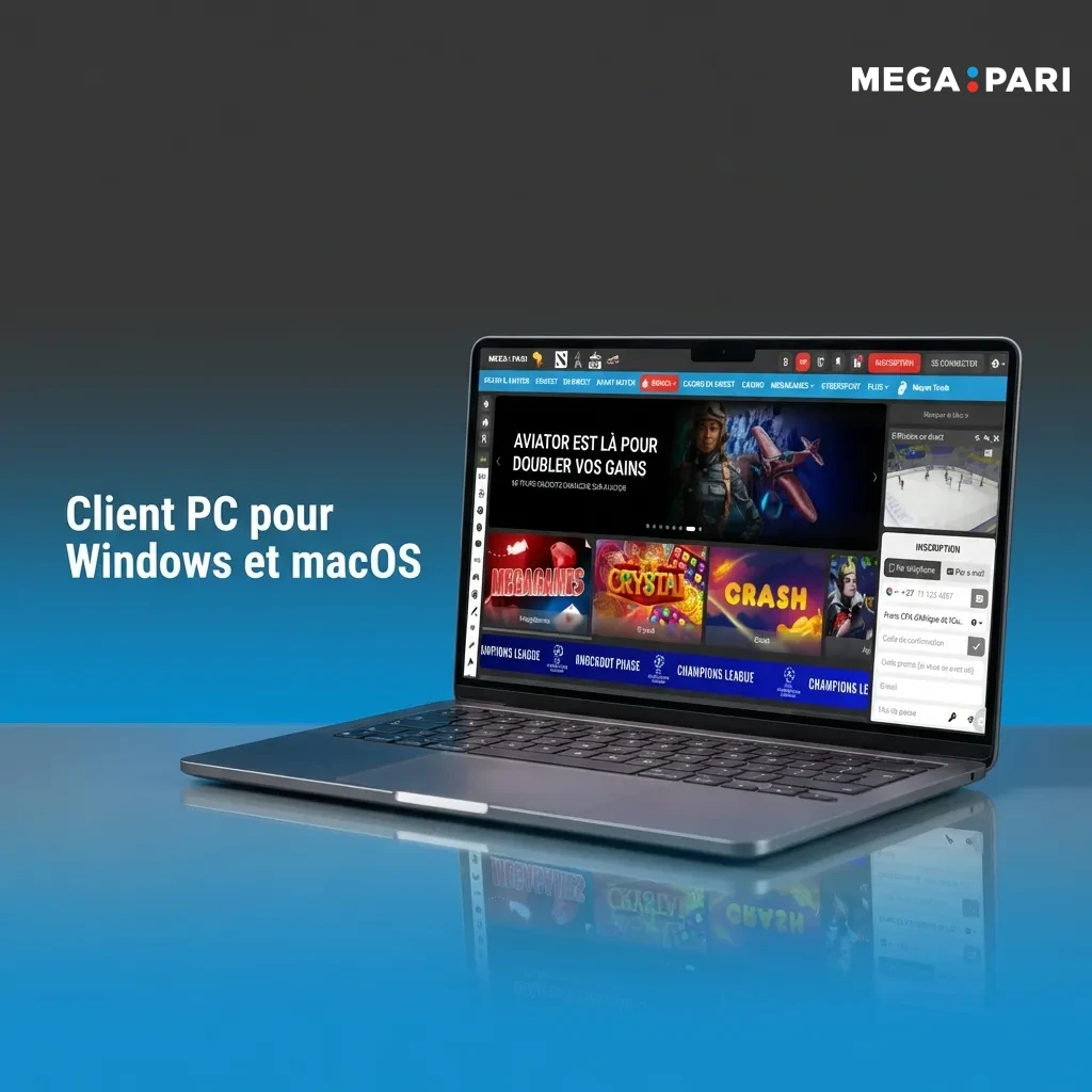 Megapari website displayed on desktop computer screen showing browser-based platform for Windows and macOS users