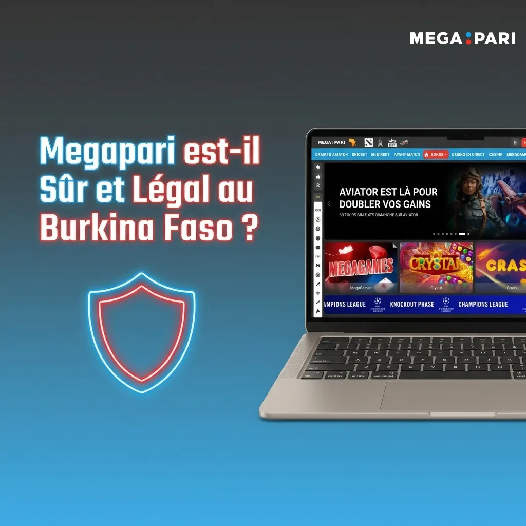 Megapari logo with Curaçao eGaming license certification and SSL security badge for Burkina Faso users