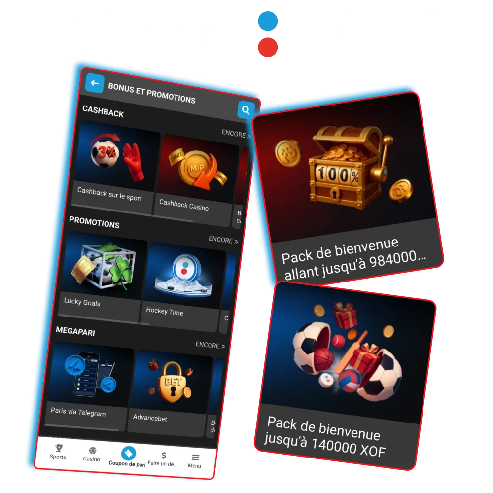 Megapari propose bonus bienvenue et promotions variées.