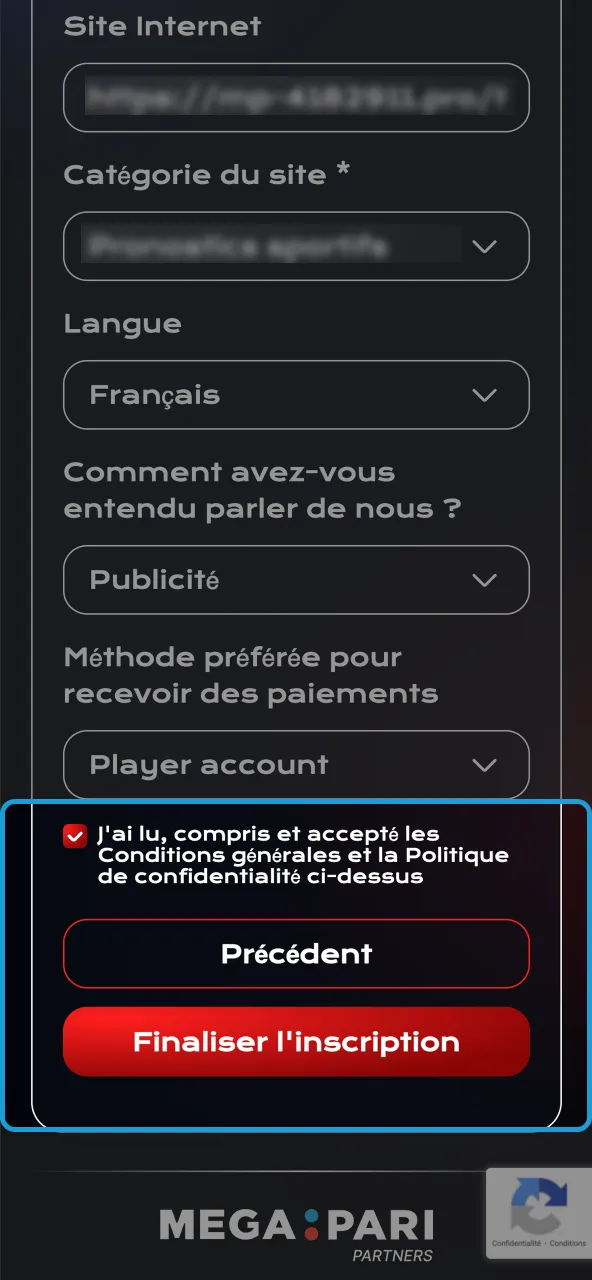 Compte affilié activé après confirmation Megapari.