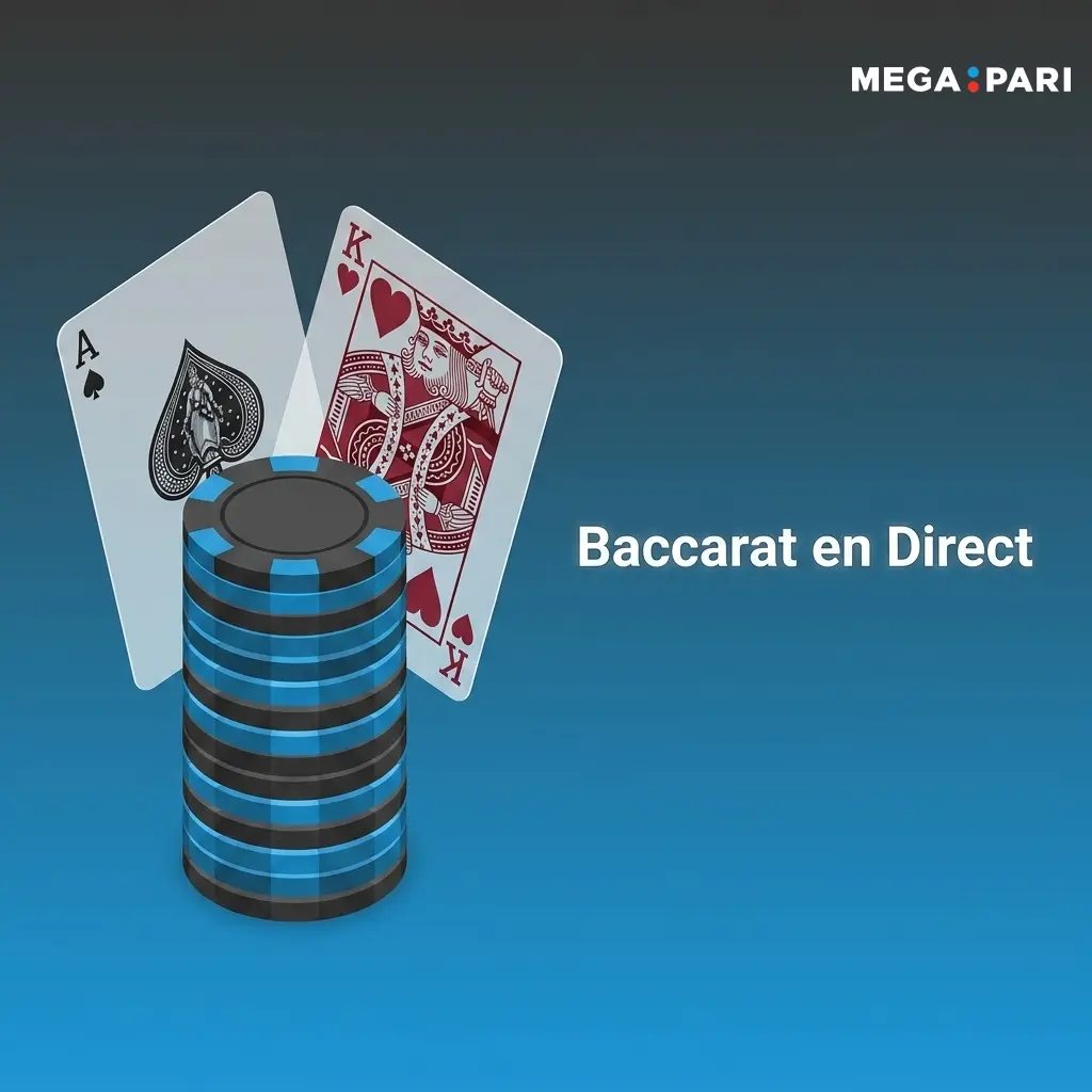 Table de baccarat en direct sur Megapari avec croupier et cartes distribuées pour Joueur et Banquier