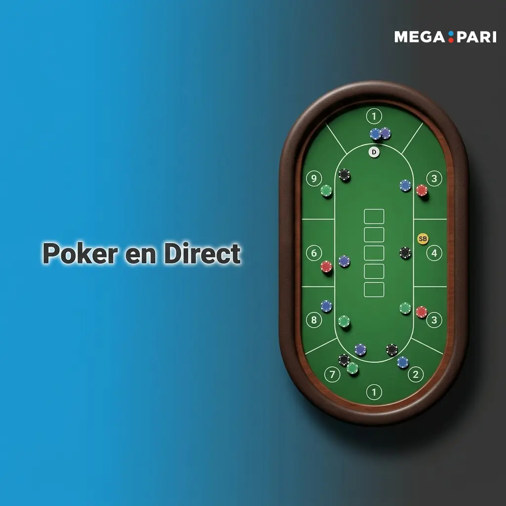 Table de poker en direct sur Megapari avec croupier professionnel, variantes Casino Hold'em et Texas Hold'em disponibles