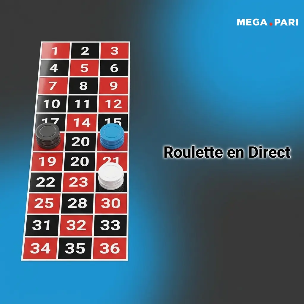 Table de roulette en direct avec croupier sur Megapari Burkina Faso, roue numérotée 0 à 36